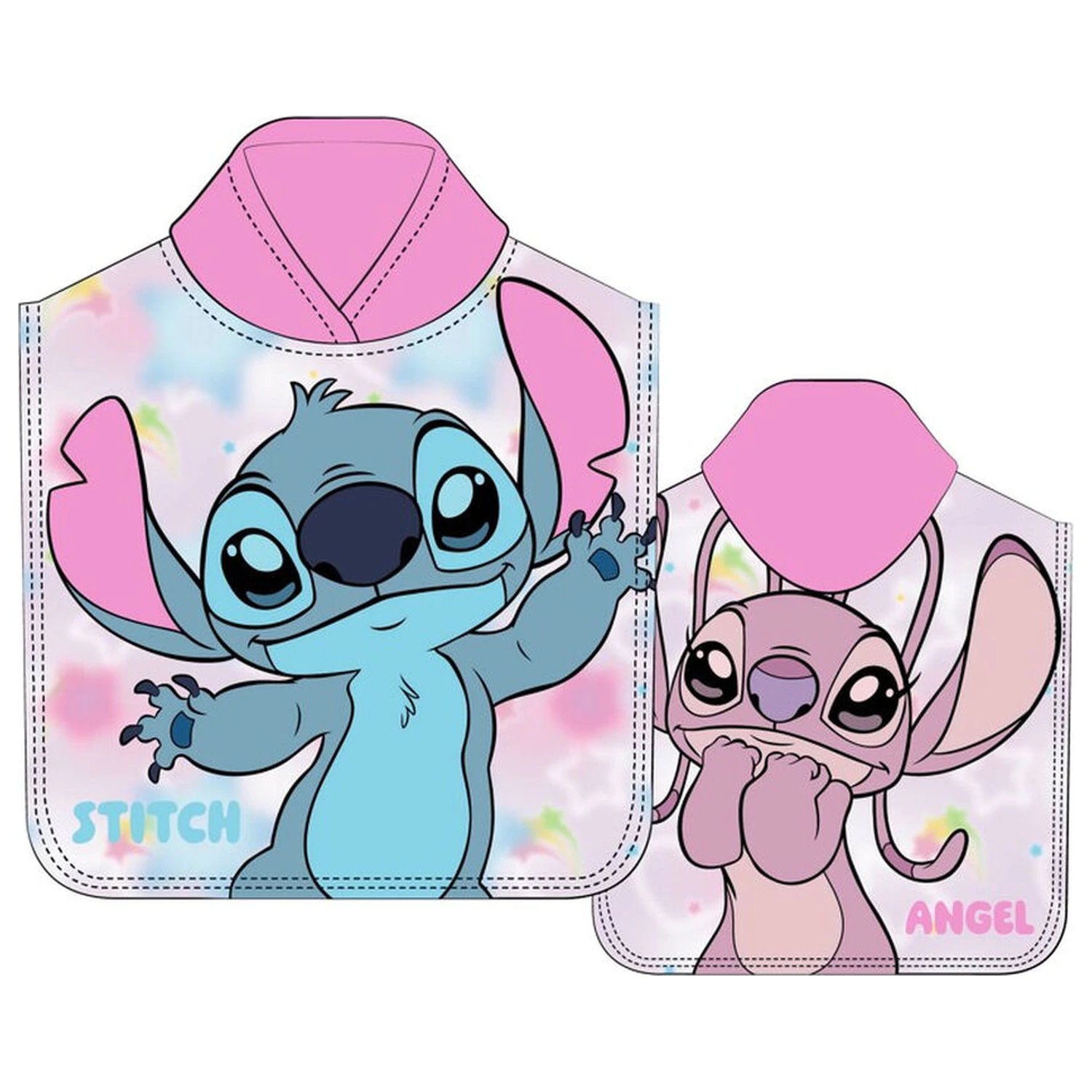 Disney Stitch & Angel mikrovláknová pončo osuška produktová fotografia