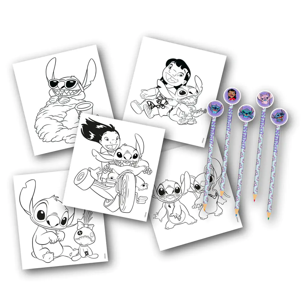 Disney Stitch omaľovánka s ceruzkami a gumami produktová fotografia