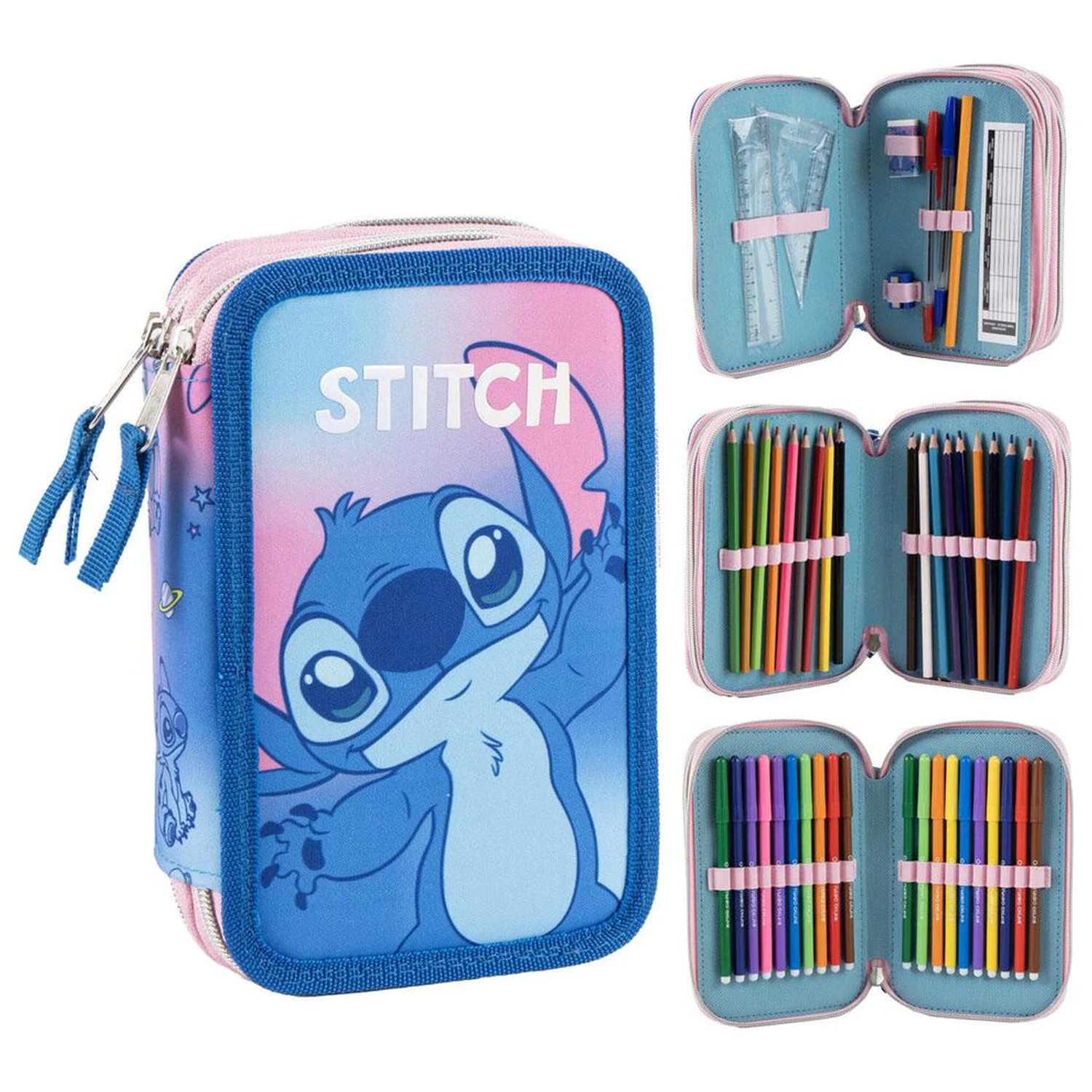 Disney Stitch trojité puzdro na ceruzky produktová fotografia