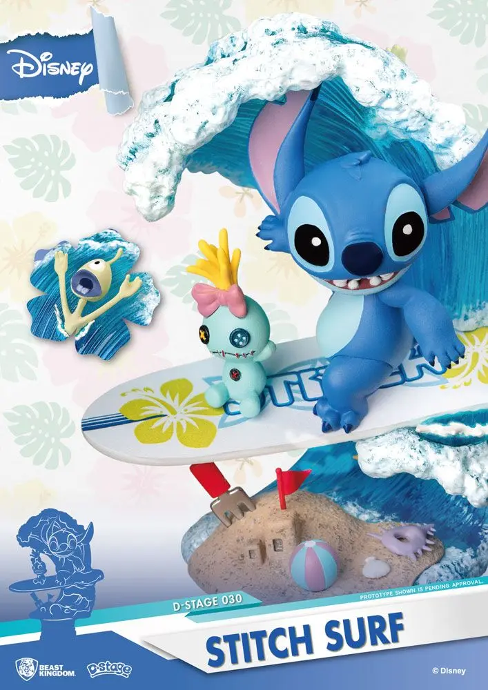 Disney Summer Series D-Stage PVC Diorama Stitch Surf 15 cm produktová fotografia