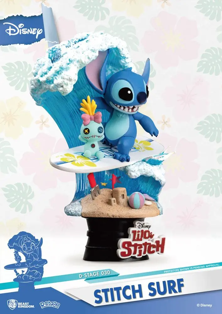 Disney Summer Series D-Stage PVC Diorama Stitch Surf 15 cm produktová fotografia