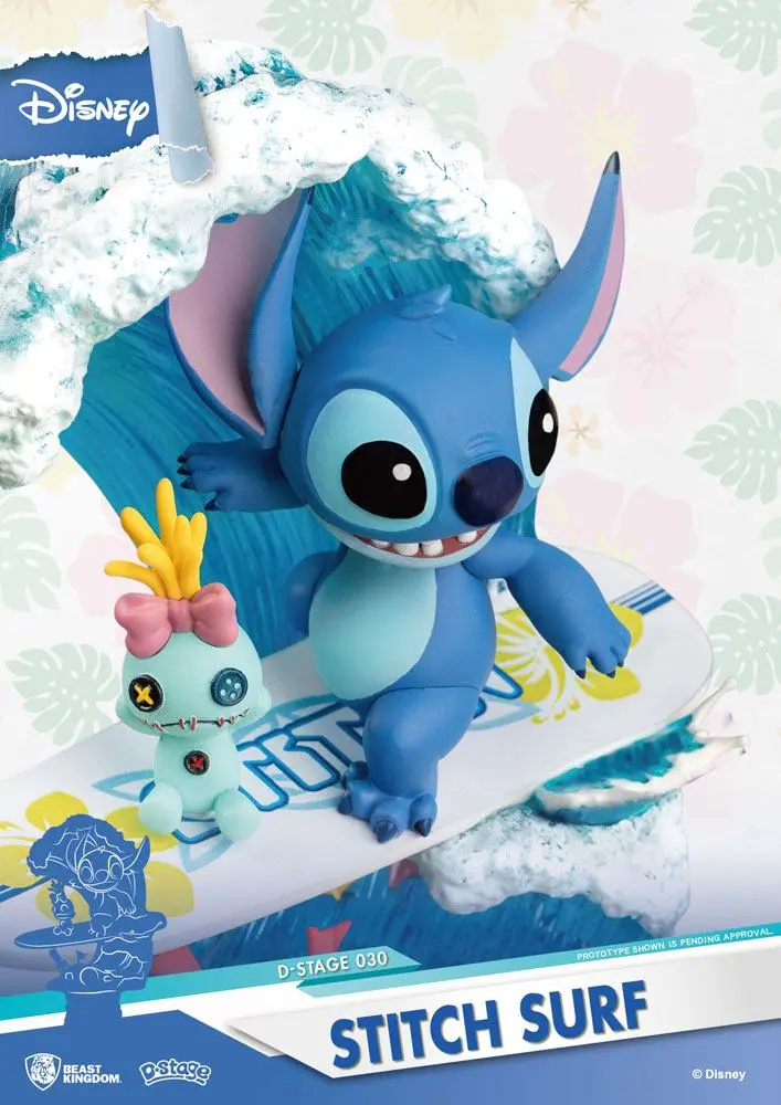 Disney Summer Series D-Stage PVC Diorama Stitch Surf 15 cm produktová fotografia