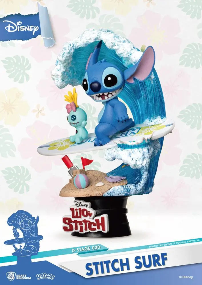 Disney Summer Series D-Stage PVC Diorama Stitch Surf 15 cm produktová fotografia