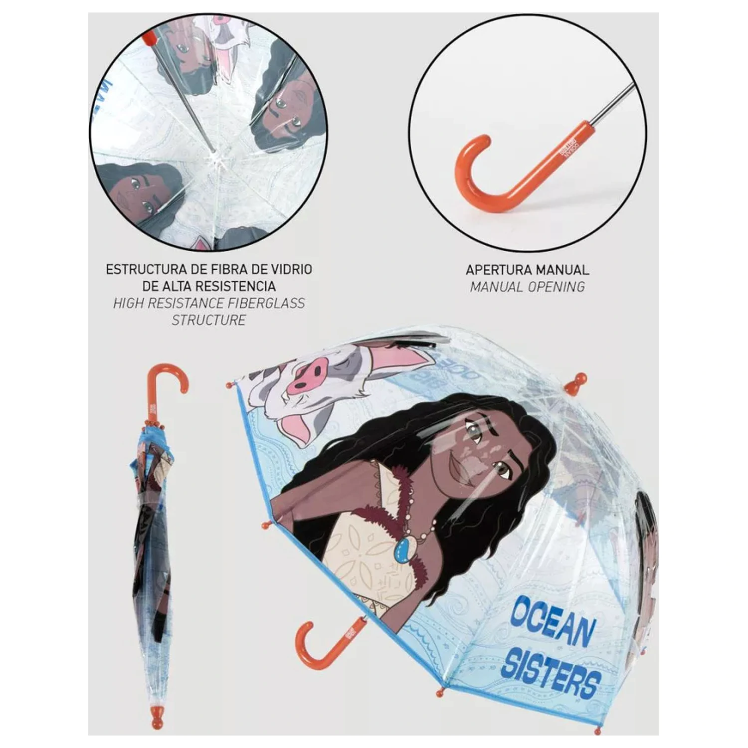 Disney Moana Ocean Sisters Detský transparentný dáždnik produktová fotografia