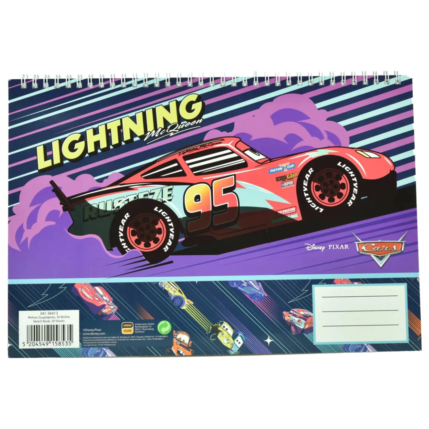 Disney Cars Lightning A/4 špirálový skicár, 30 listov produktová fotografia