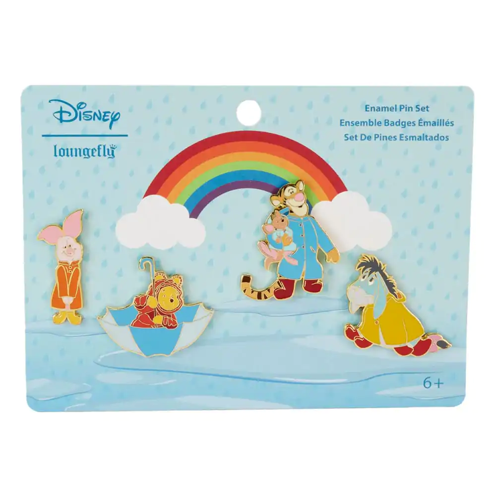 Disney by Loungefly Smaltované odznaky 4-dielna sada Winnie the Pooh & Friends Rainy Day 4 cm produktová fotografia
