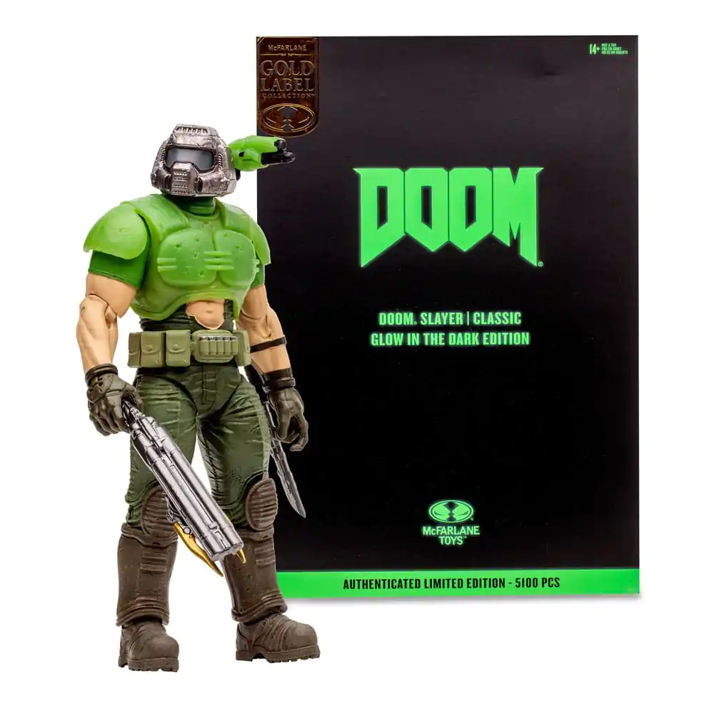 Akčná figúrka Doom Eternal Doom Slayer Classic (Glow In The Dark Edition) Gold Label 18 cm produktová fotografia