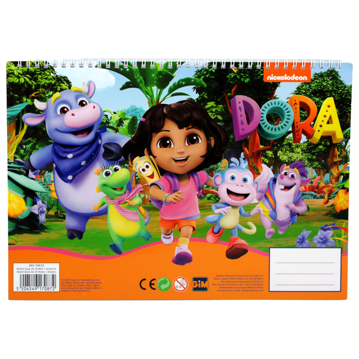 Dora the Explorer Jungle A/4 špirálový skicár so 40 nálepkami produktová fotografia