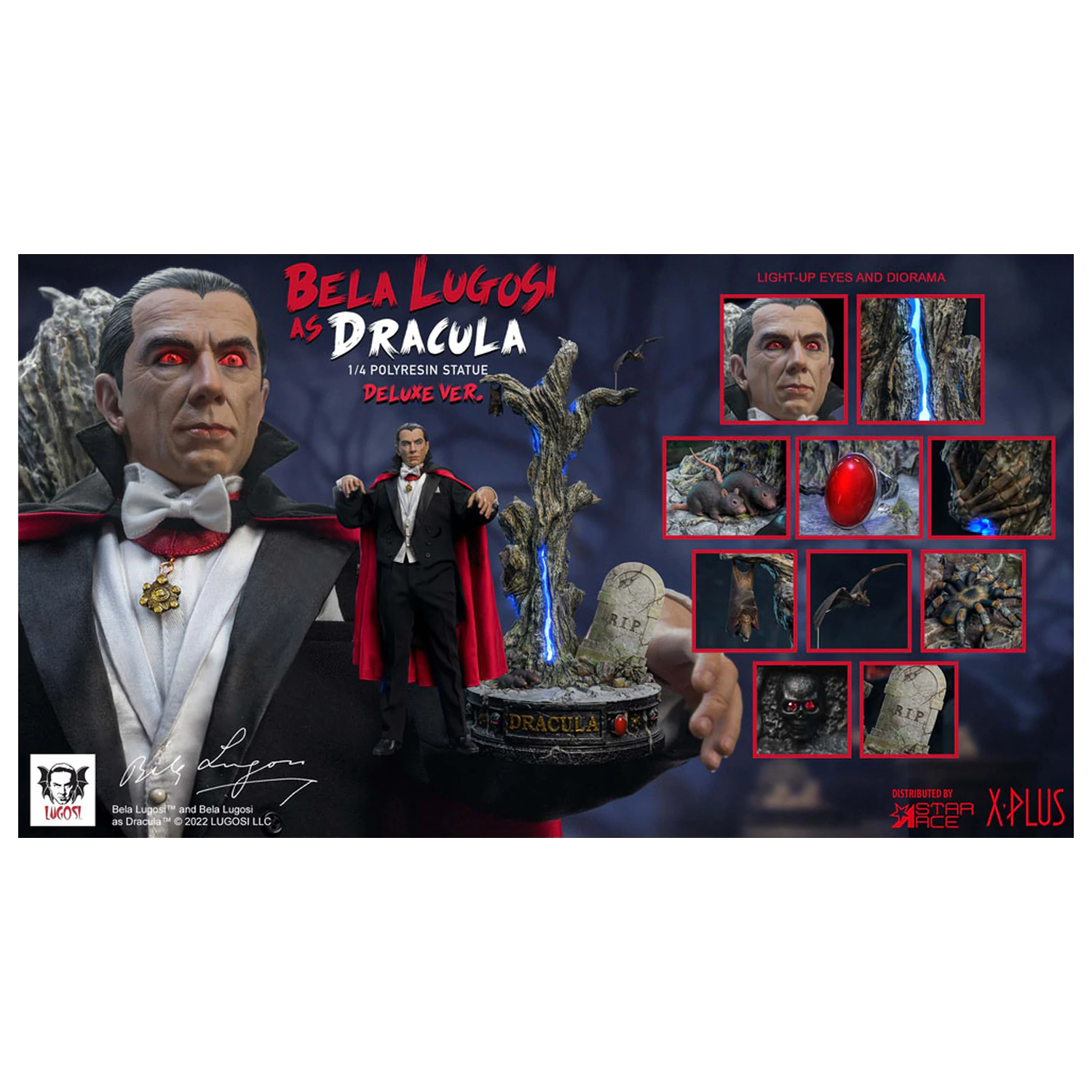 Dracula (1931) Nádherná zberateľská socha v mierke 1/4, Bela Lugosi ako Dracula Deluxe verzia 60 cm produktová fotografia