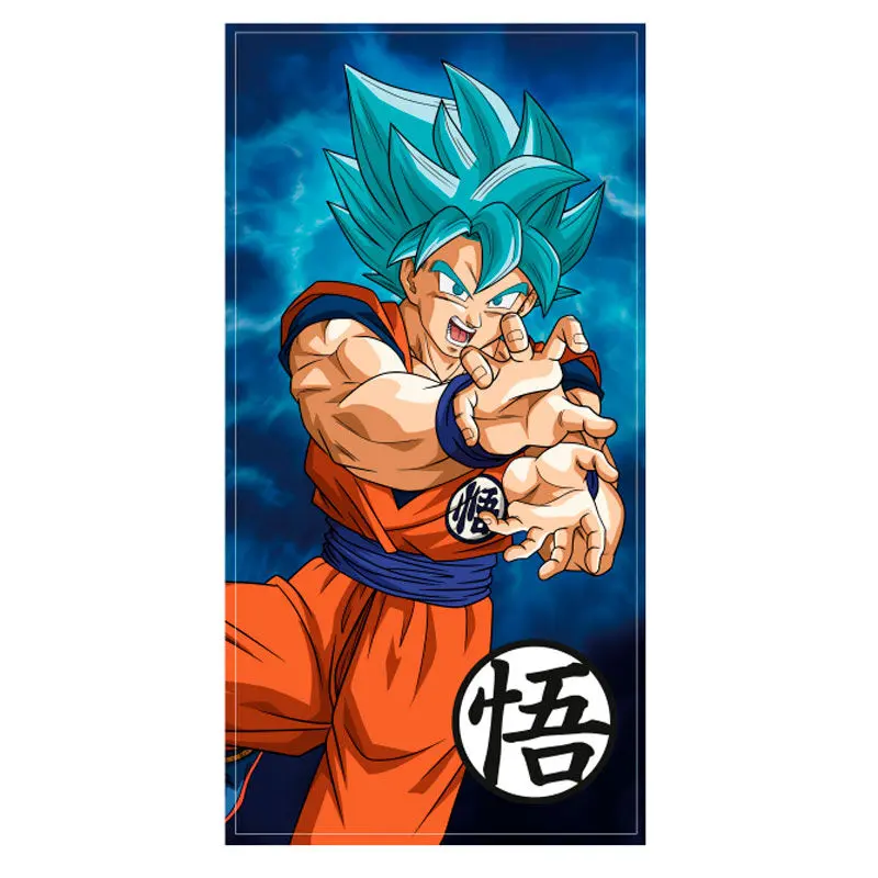Dragon Ball Super Goku Super Saiyan Blue mikrovláknová plážová osuška produktová fotografia