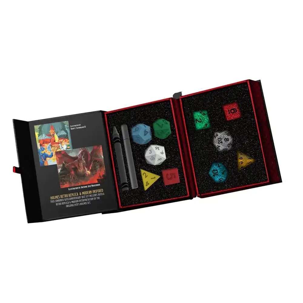 Dungeons & Dragons Dice Set 50th Anniversary: Then & Now (Holmes Retro Replica & Modern Holmes Inspired) produktová fotografia