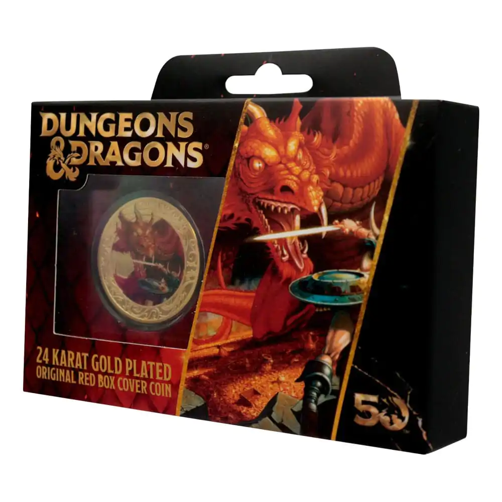 Dungeons &amp; Dragons zberateľská minca 50. výročie s farebnou potlačou pozlátená 24 karátovým zlatom, priemer 4 cm termékfotó