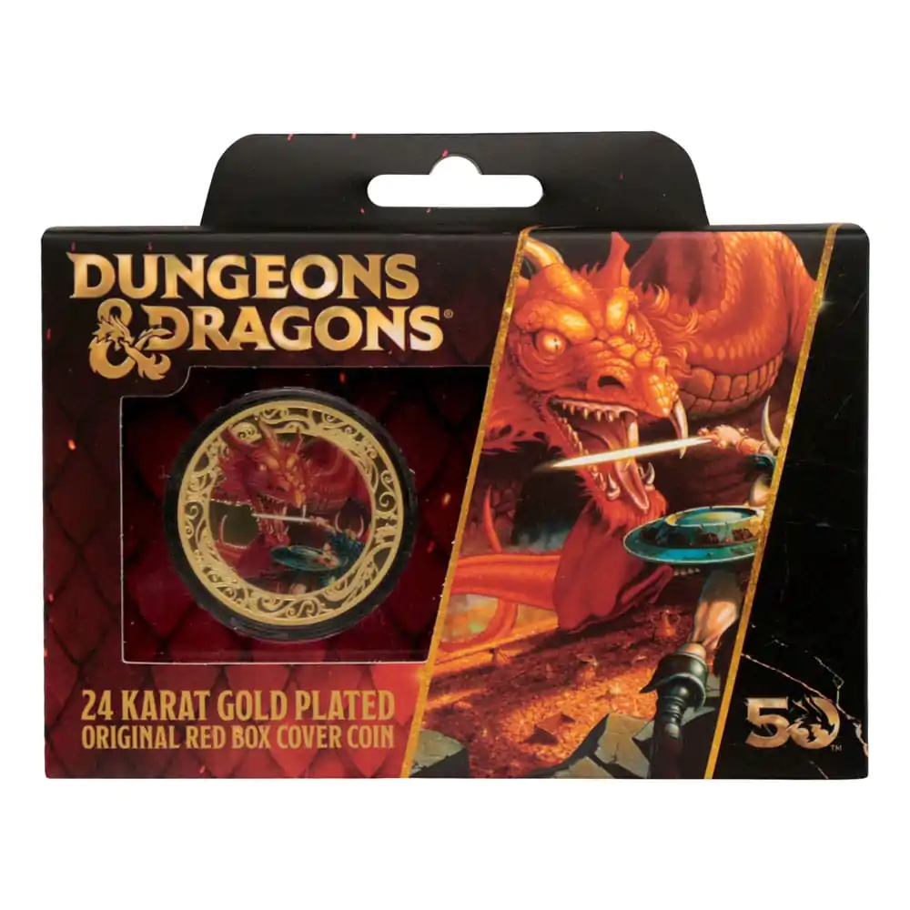 Dungeons &amp; Dragons zberateľská minca 50. výročie s farebnou potlačou pozlátená 24 karátovým zlatom, priemer 4 cm termékfotó