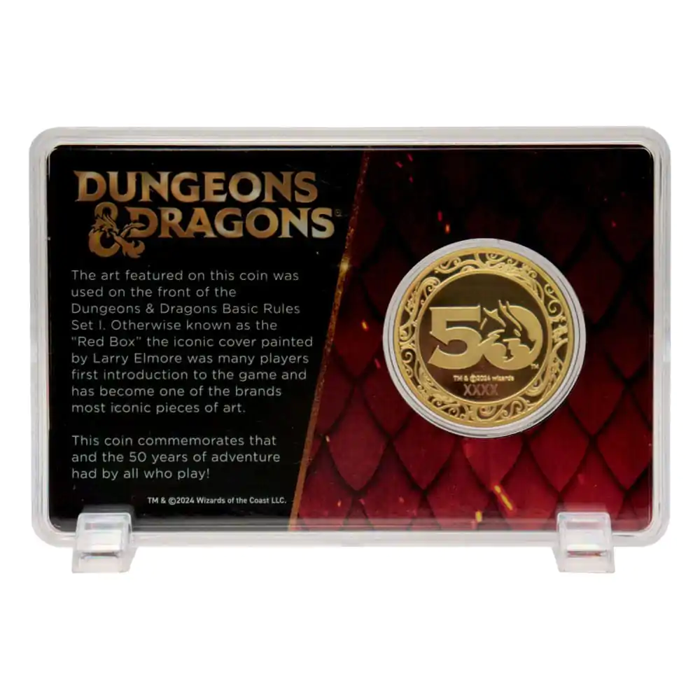 Dungeons &amp; Dragons zberateľská minca 50. výročie s farebnou potlačou pozlátená 24 karátovým zlatom, priemer 4 cm termékfotó