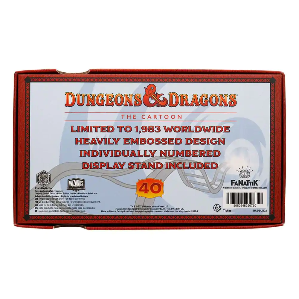 Dungeons &amp; Dragons: The Cartoon Replica 40th Anniversary Rollercoaster Ticket Limited Edition termékfotó