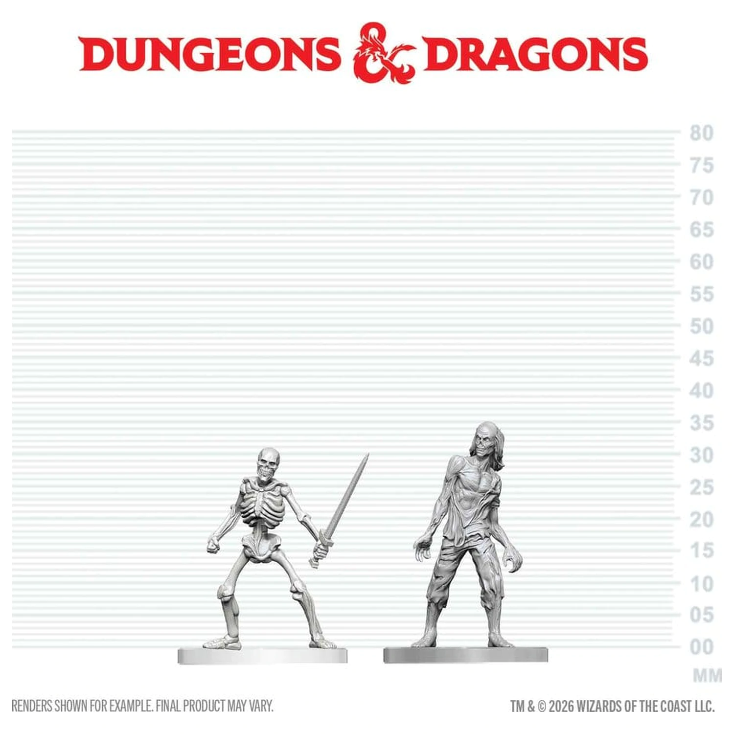 Dungeons & Dragons Nolzur's Marvelous Miniatures Nenatreté miniatúrne Zombie a Skeleton 14 cm produktová fotografia
