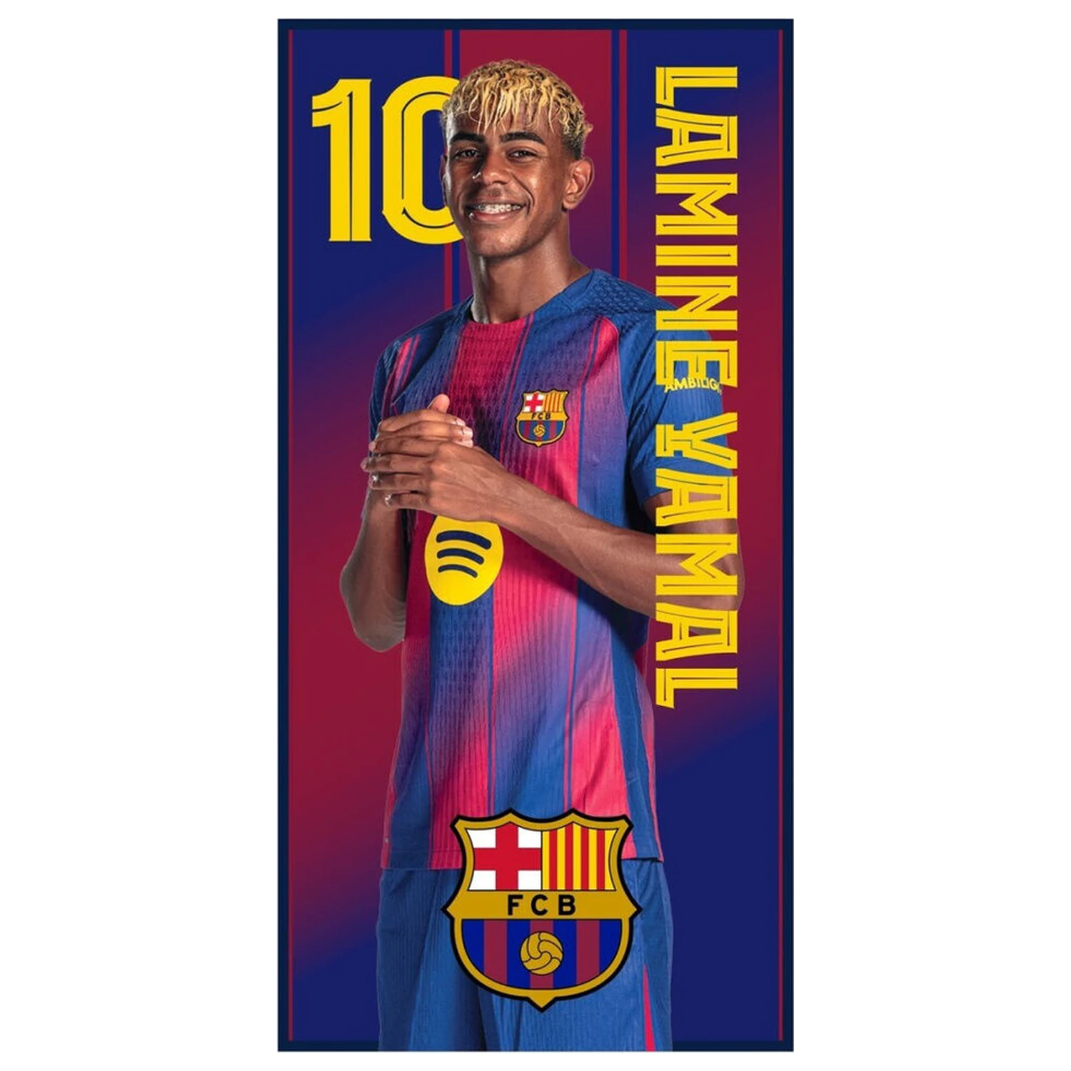 F.C Barcelona Lamine Yamal mikrovláknová plážová osuška produktová fotografia