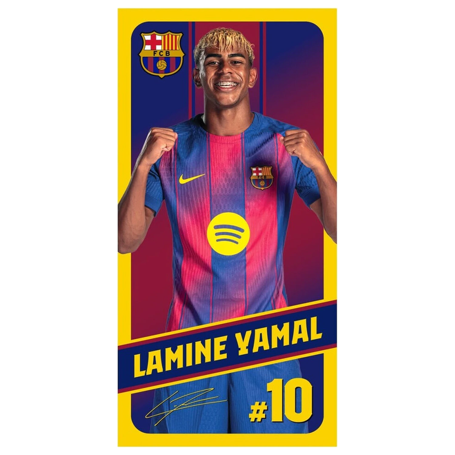 F.C Barcelona Lamine Yamal mikrovláknová plážová osuška produktová fotografia