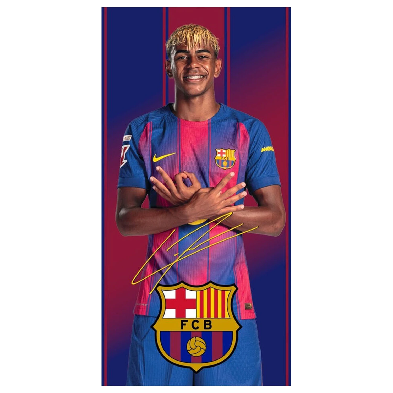 F.C Barcelona Lamine Yamal plážový uterák z mikrovlákna produktová fotografia