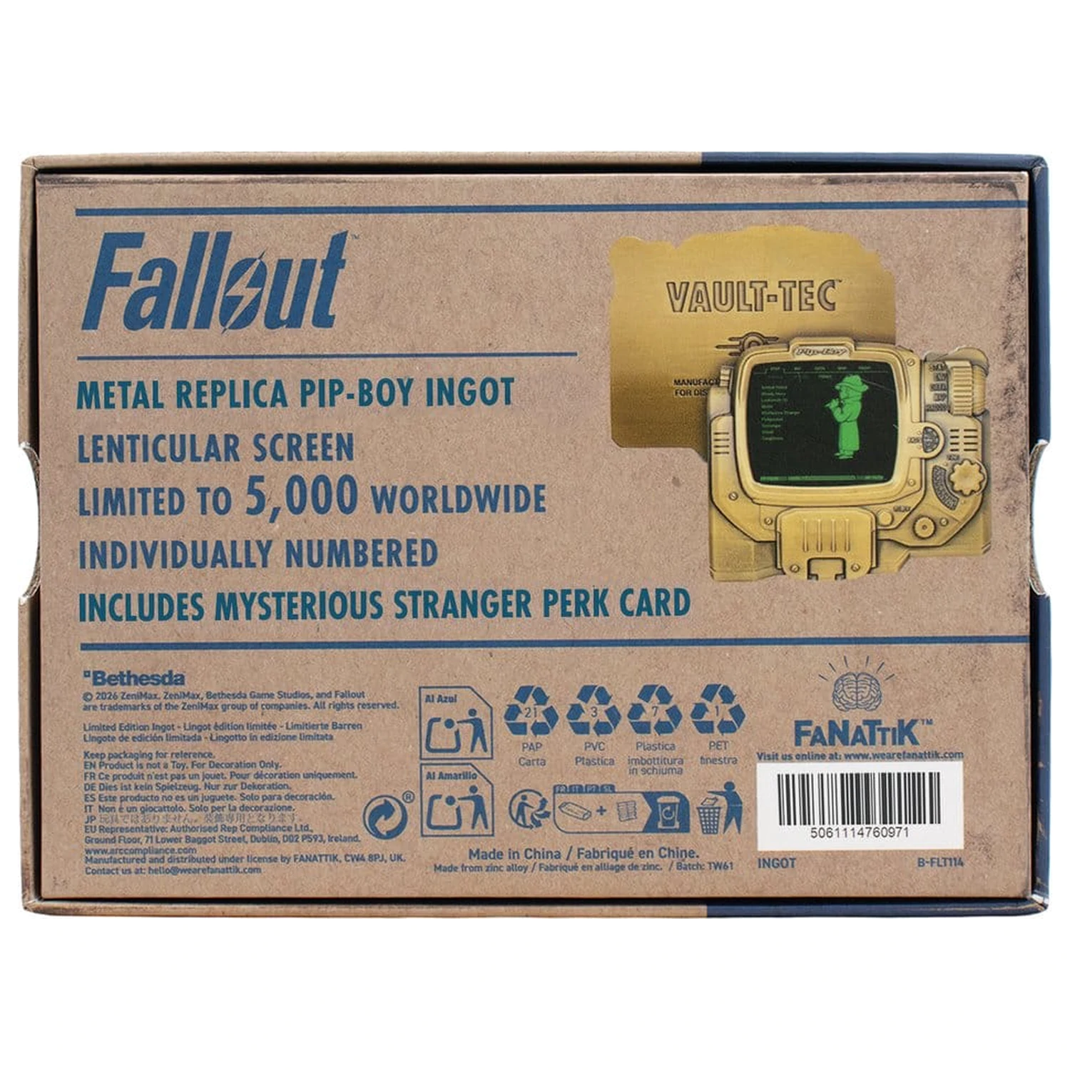 Fallout Ingot Pip-Boy Limitovaná Edícia Lentikulárna Mysterious Stranger Varianta produktová fotografia