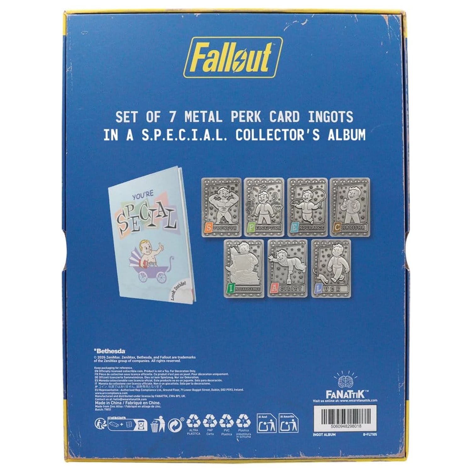 Fallout Ingots s albumom S.P.E.C.I.A.L. zberateľský album na karty Perk produktová fotografia
