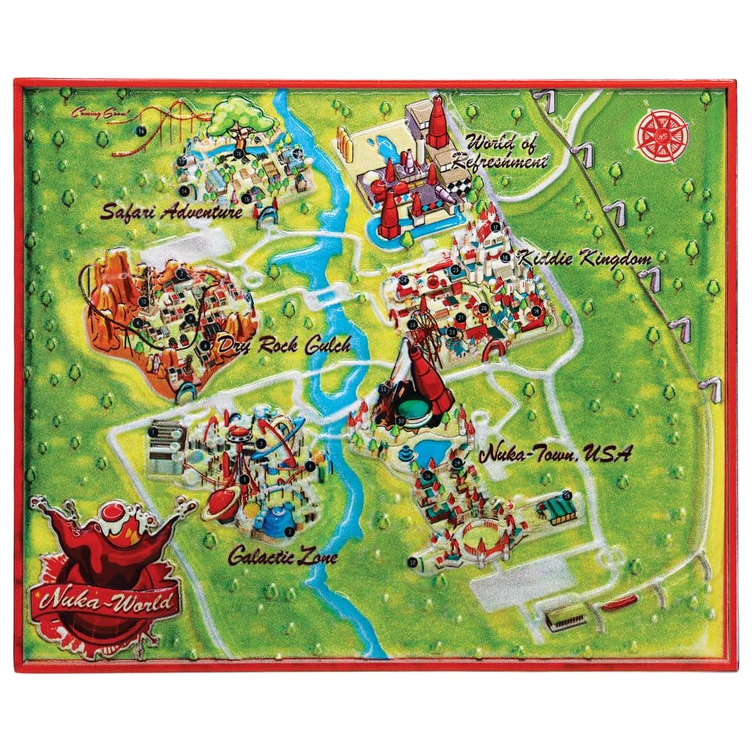 Fallout replika kovová mapa Nuka-World limitovaná edícia 16 x 13 cm produktová fotografia