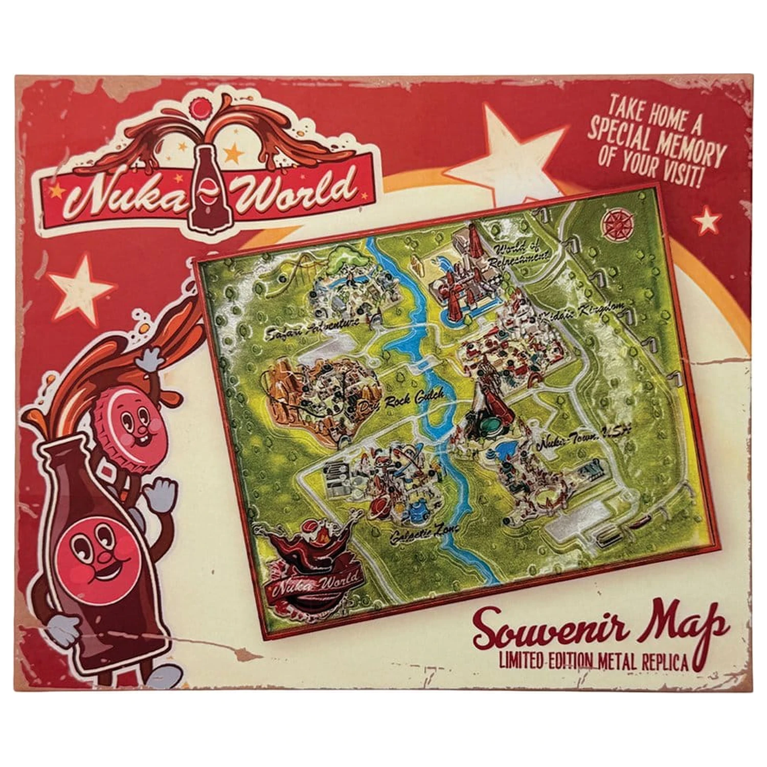 Fallout replika kovová mapa Nuka-World limitovaná edícia 16 x 13 cm produktová fotografia