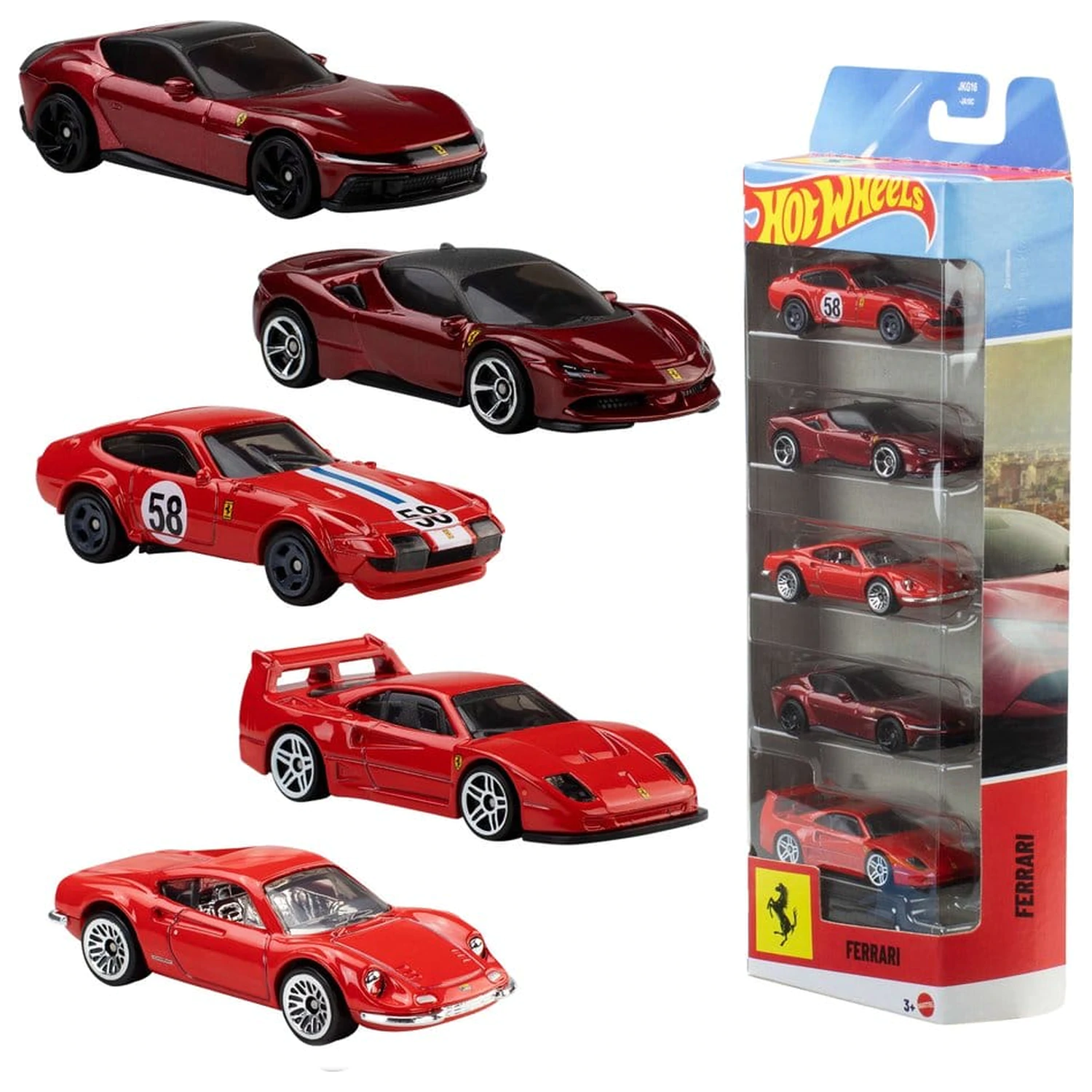 Ferrari Hot Wheels Die-Cast Vozidlo balenie 5 kusov 1/64 produktová fotografia