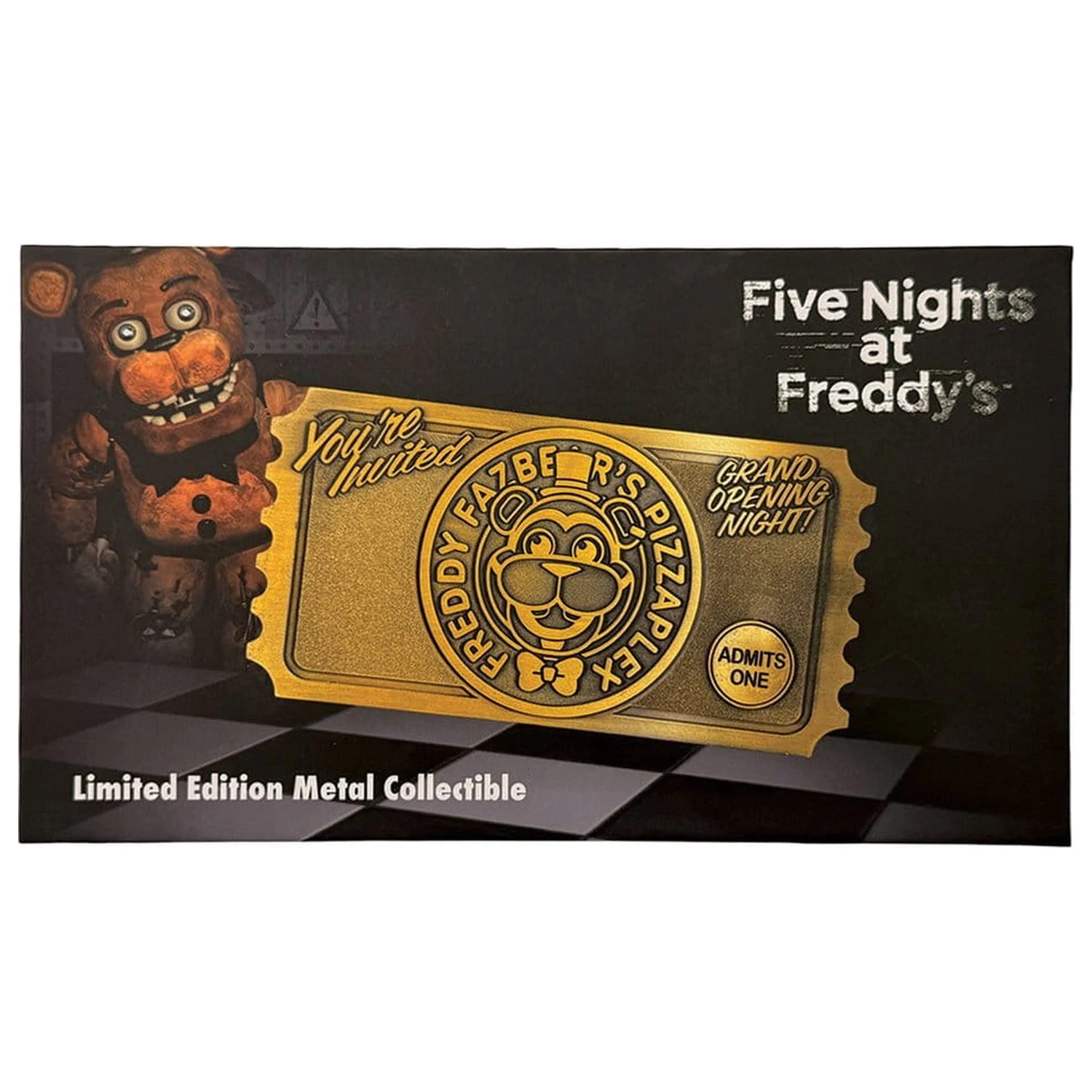 Five Nights at Freddy’s Replika lístka na otvárací večer Pizzaplex limitovaná edícia produktová fotografia
