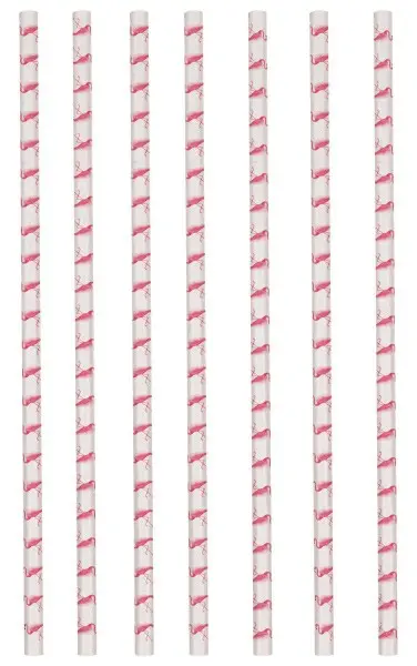 Flamingo papierové slamky, 12-dielna súprava produktová fotografia