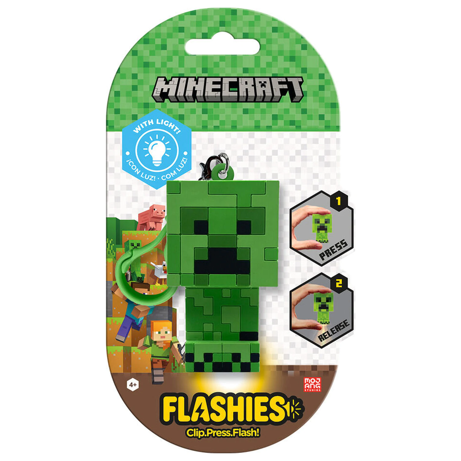 Flashies Minecraft 3D kľúčenka s LED baterkou produktová fotografia