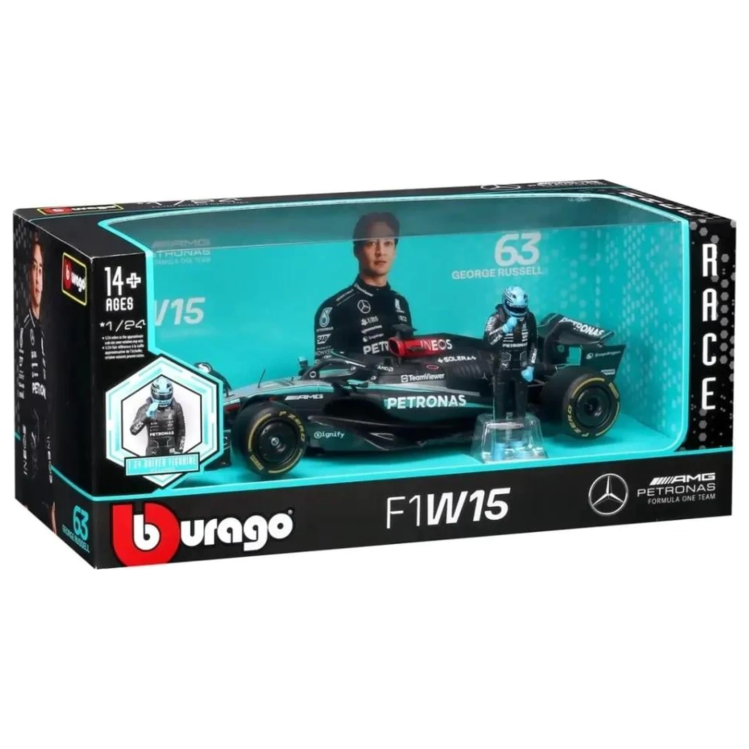 Formula 1 F1 Mercedes W15 E Perf. 2023 Russell odlievaný model 1/24 produktová fotografia