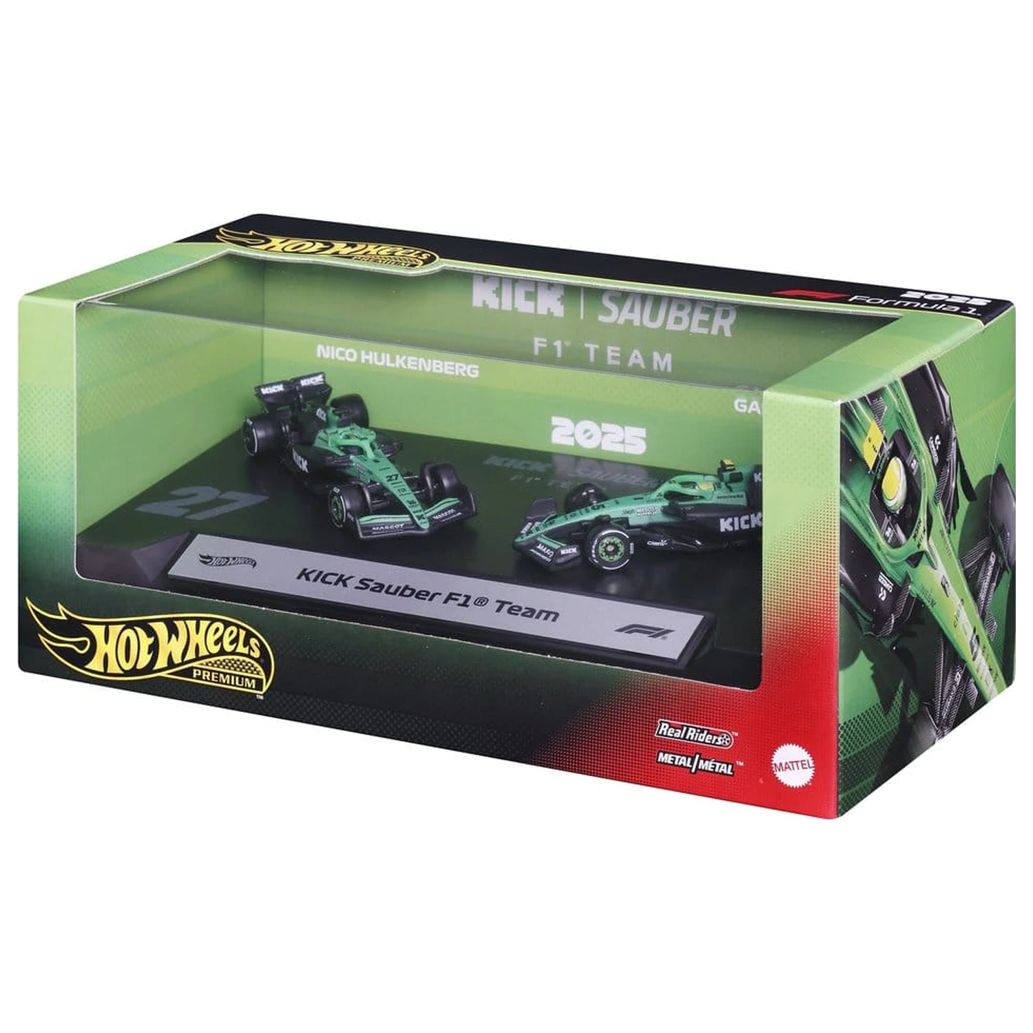 Formula 1 Hot Wheels Premium Die-Cast vozidlá, balenie 2 kusov, 1/64 KICK Sauber Team produktová fotografia