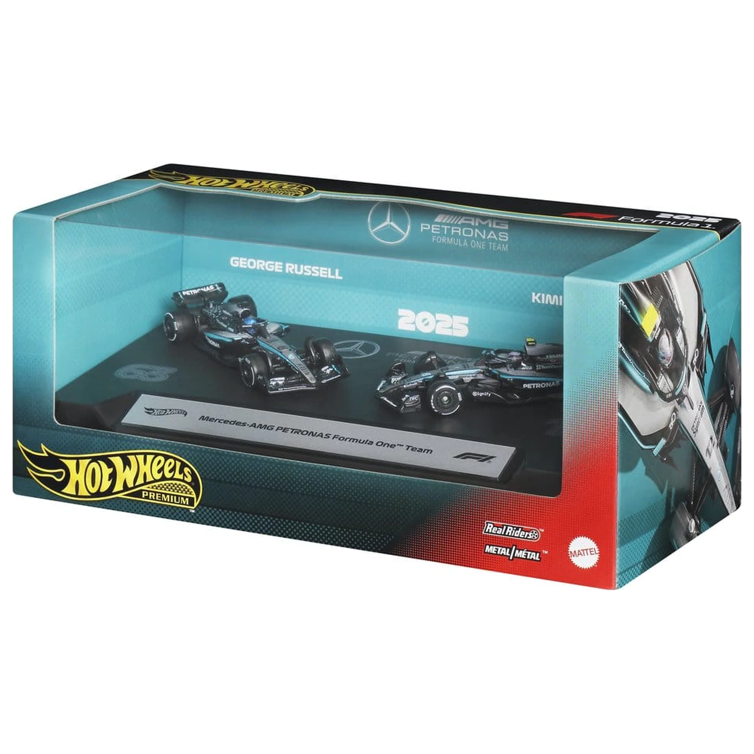 Formula 1 Hot Wheels Premium Die-Cast vozidlo, balenie 2 ks, mierka 1:64 Team Mercedes-AMG PETRONAS produktová fotografia