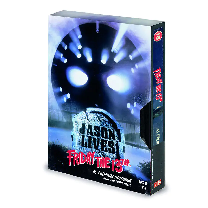 Friday 13th VHS A5 prémiový zápisník produktová fotografia