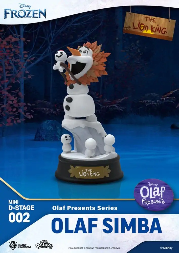 Mrazená Mini Diorama Stage PVC Soška Olaf Presents Olaf Simba 12 cm produktová fotografia