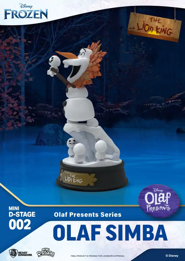 Mrazená Mini Diorama Stage PVC Soška Olaf Presents Olaf Simba 12 cm produktová fotografia
