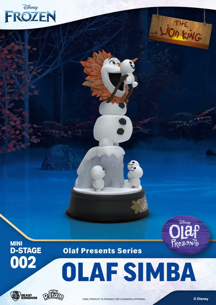 Mrazená Mini Diorama Stage PVC Soška Olaf Presents Olaf Simba 12 cm produktová fotografia