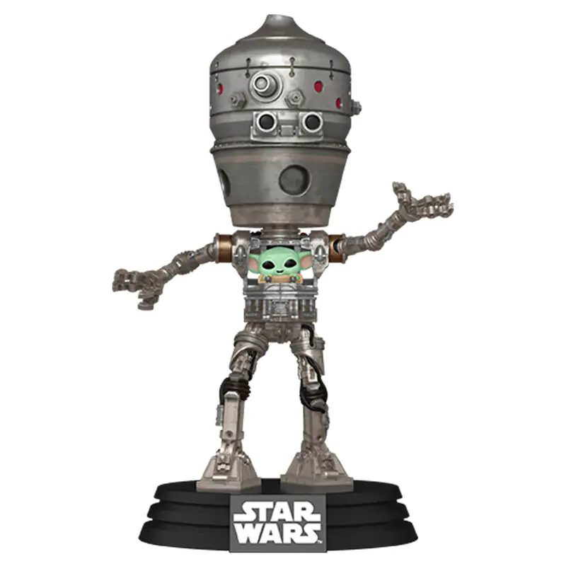 Star Wars: The Mandalorian Funko POP! Deluxe Vinylová figúrka s kývajúcou sa hlavou IG-12 s Grogu 17 cm produktová fotografia