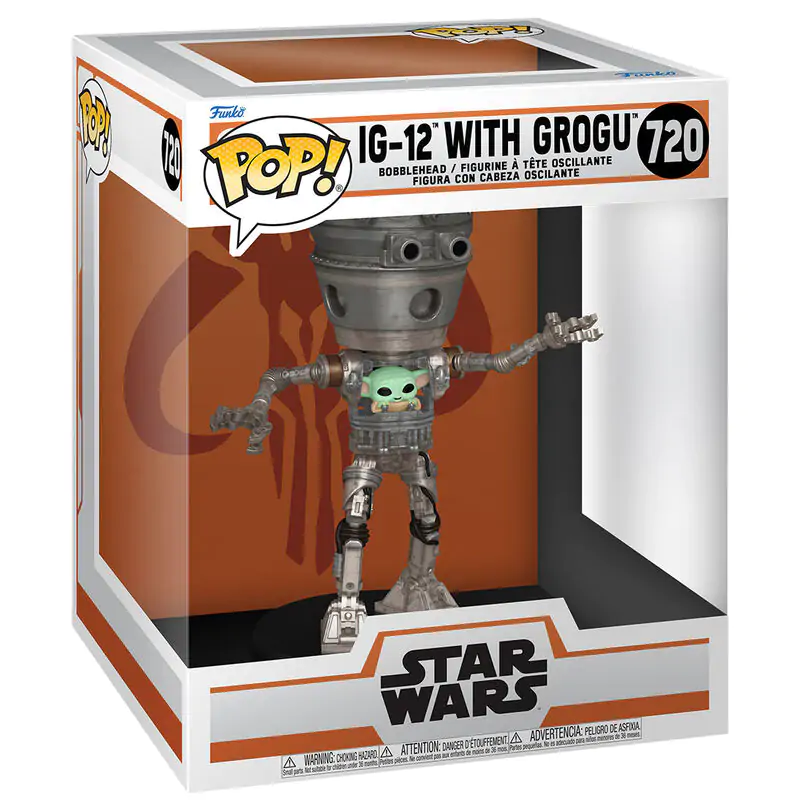 Star Wars: The Mandalorian Funko POP! Deluxe Vinylová figúrka s kývajúcou sa hlavou IG-12 s Grogu 17 cm produktová fotografia