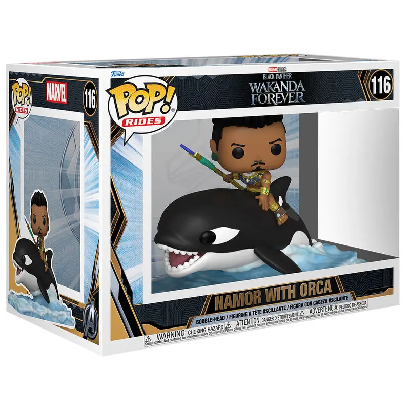 Black Panther: Wakanda Forever POP! Rides Super Deluxe Vinyl Figurka Namor s Orca 15 cm termékfotó