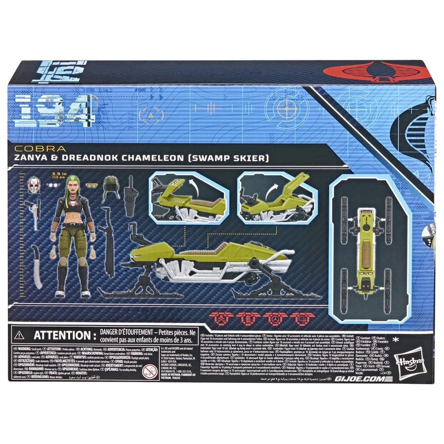 G.I. Joe Classified Series Akčná figúrka a súprava vozidla #194 Zanya a Dreadnok Chameleon (Swamp Skier) 15 cm produktová fotografia
