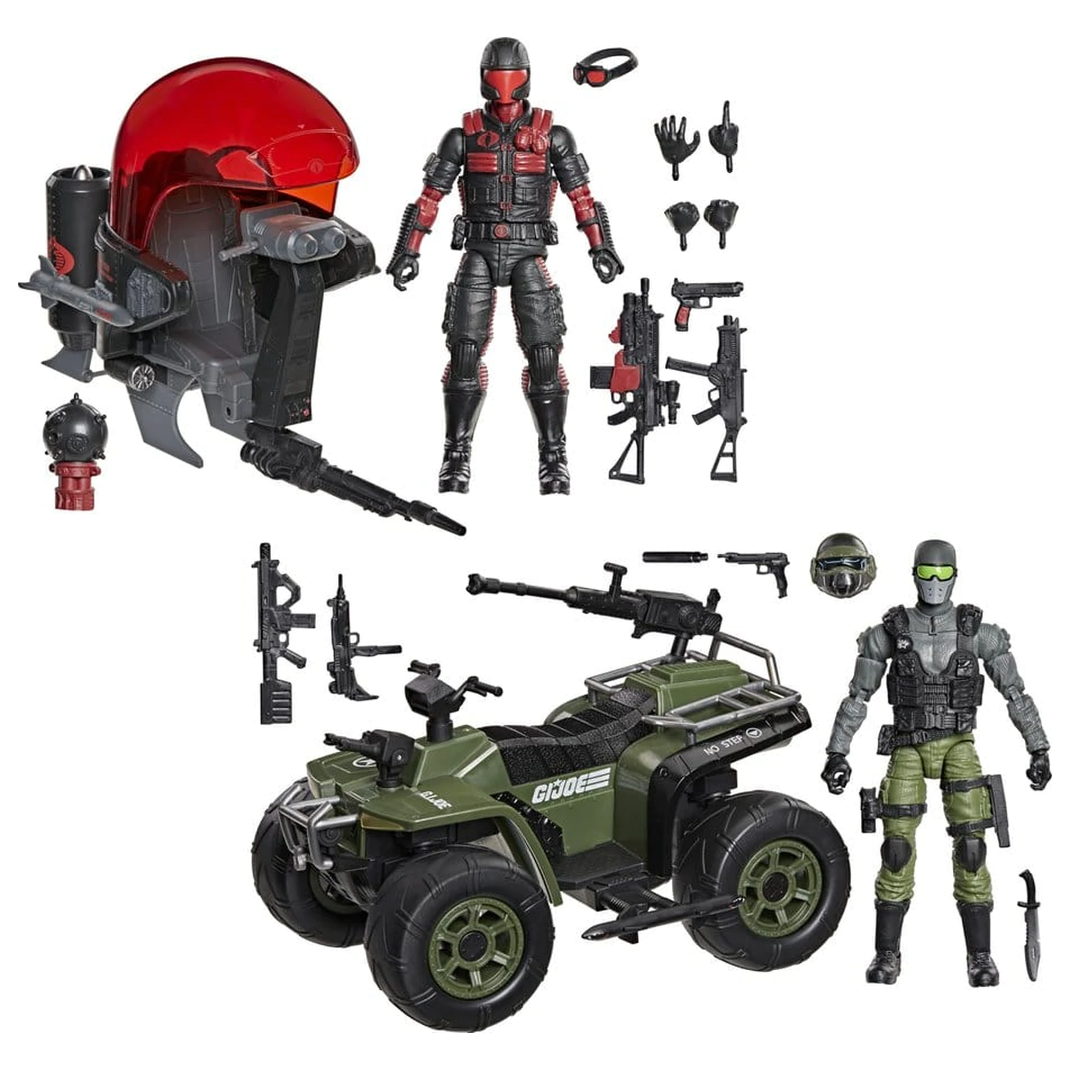 G.I. Joe Classified Series Akčná figúrka a súprava vozidiel Snake Eyes & Varmint ATV vs. Stealth Viper & Cobra Stealth Flight Pod (Trubble Bubble) 15 cm produktová fotografia