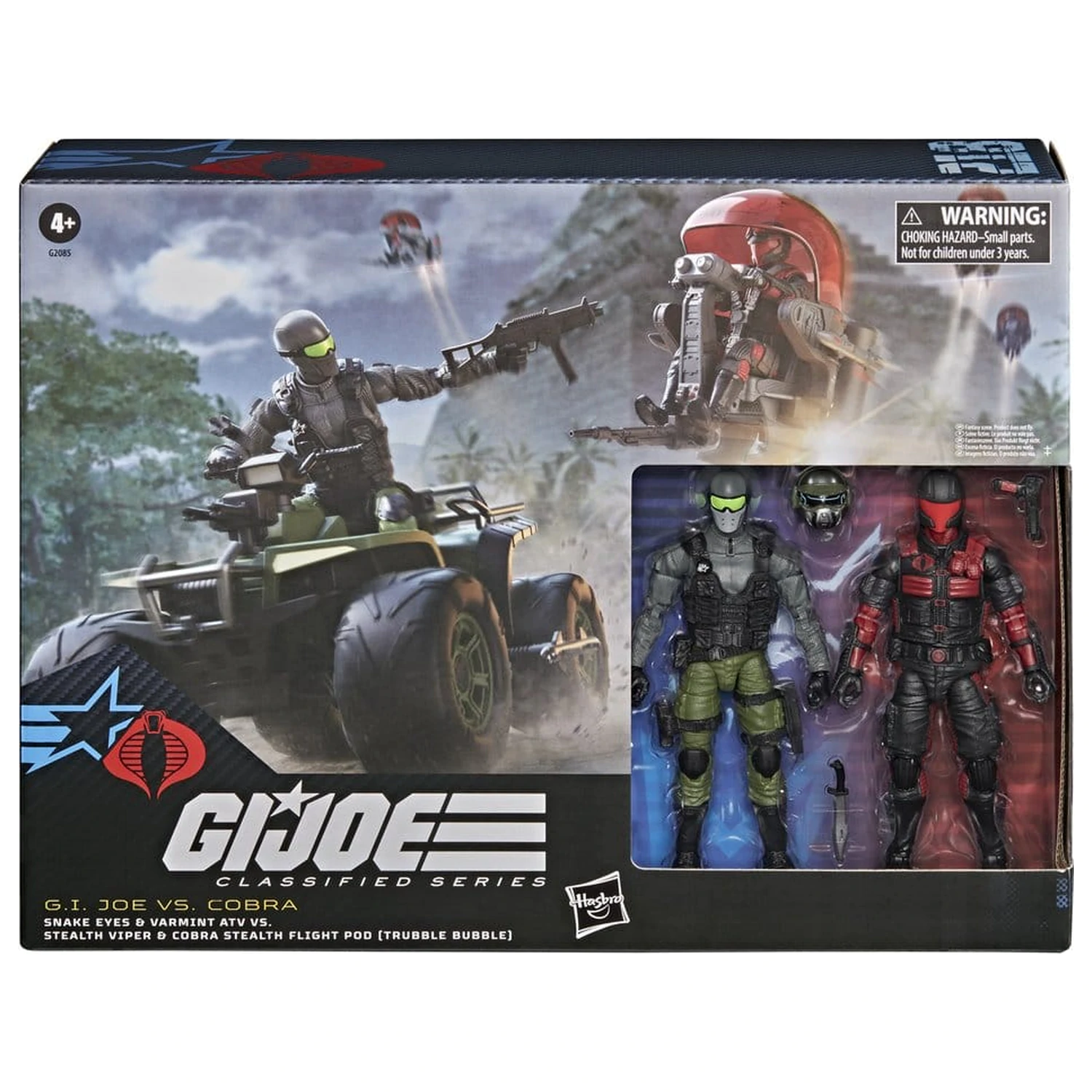 G.I. Joe Classified Series Akčná figúrka a súprava vozidiel Snake Eyes & Varmint ATV vs. Stealth Viper & Cobra Stealth Flight Pod (Trubble Bubble) 15 cm produktová fotografia
