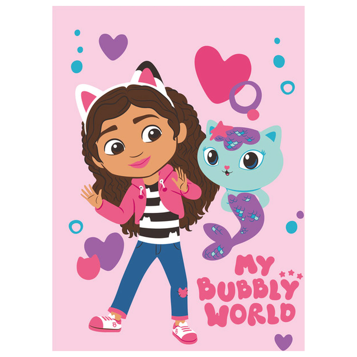 Gabi's Dollhouse Bubbly World flísová deka produktová fotografia