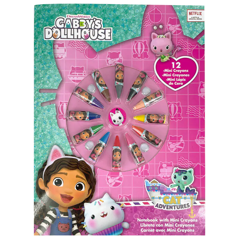 Gabbys Dollhouse zápisník + sada 12 mini pasteliek produktová fotografia