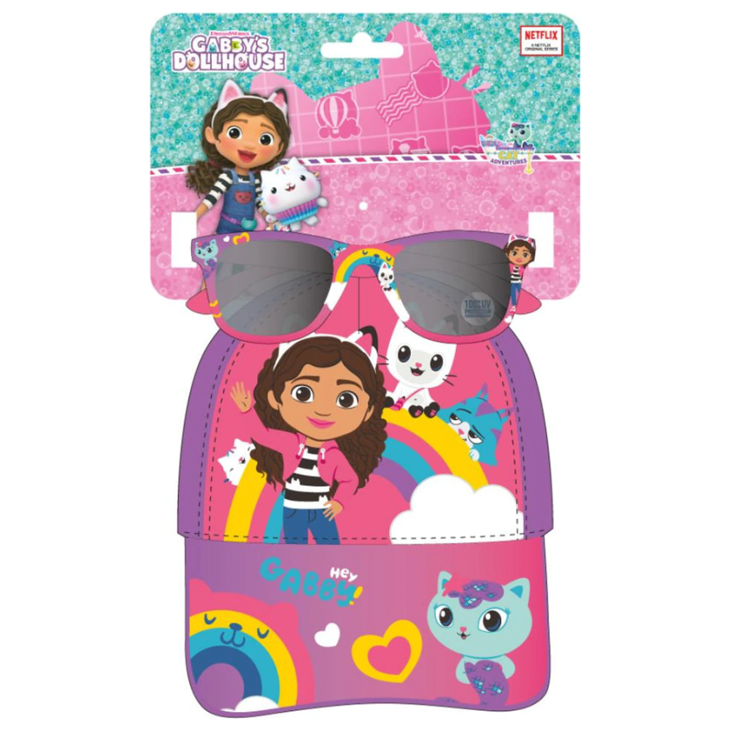 Gabi's Dollhouse Rainbow slnečné okuliare a baseballová čiapka set produktová fotografia