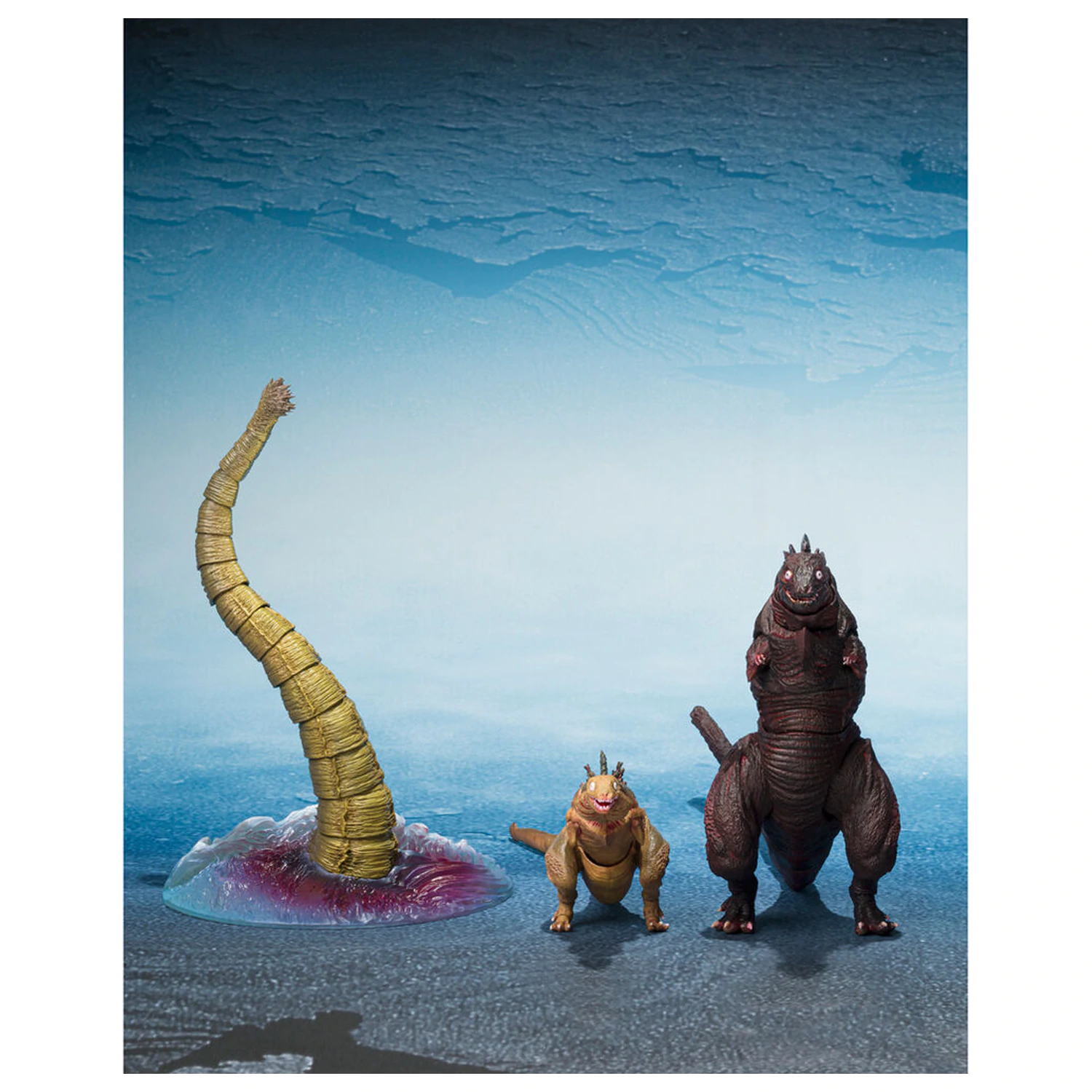 Godzilla The Second Form & Third Form & Giant Unidentified Creature S.H. MonsterArts set figúrok produktová fotografia
