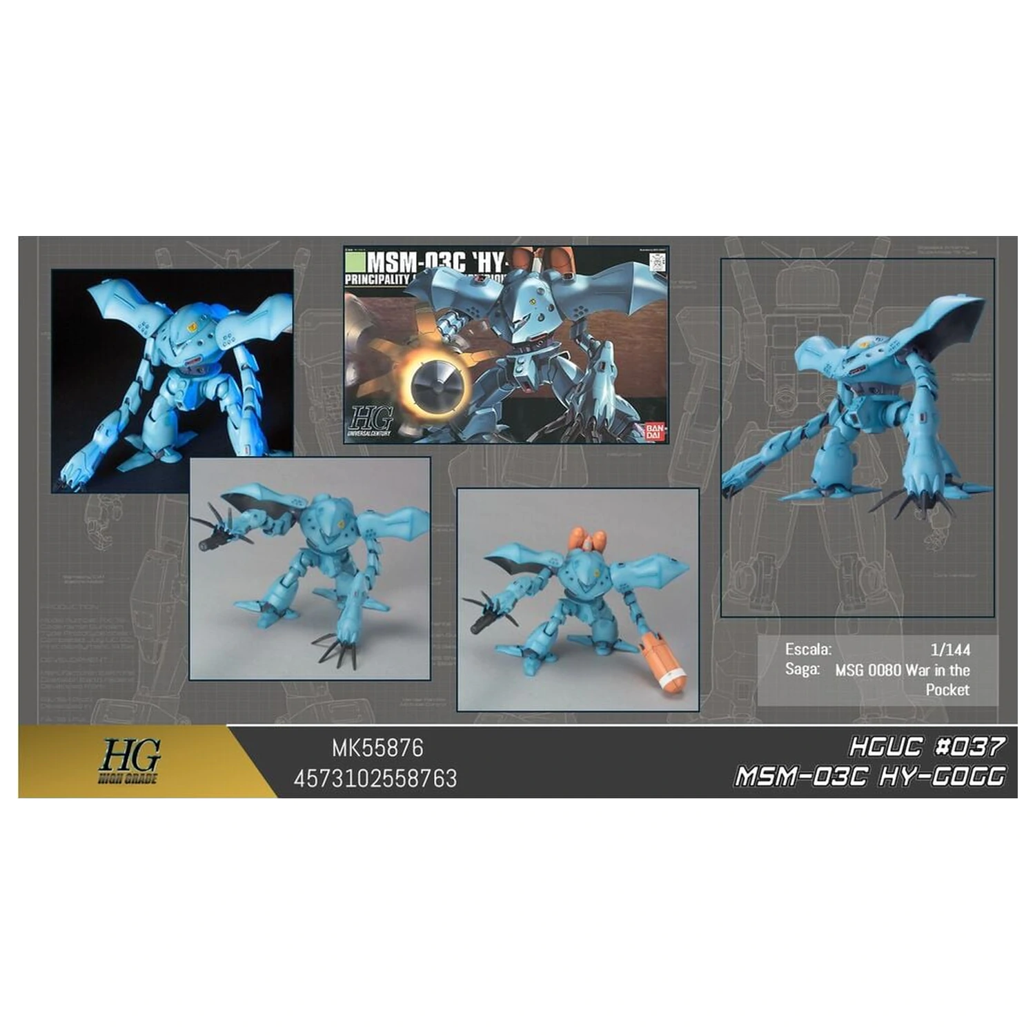 Gundam 0080 War in the Pocket MSM-03C Hi-Gogg Mobile Suit Model Kit HGUC 1/144 produktová fotografia