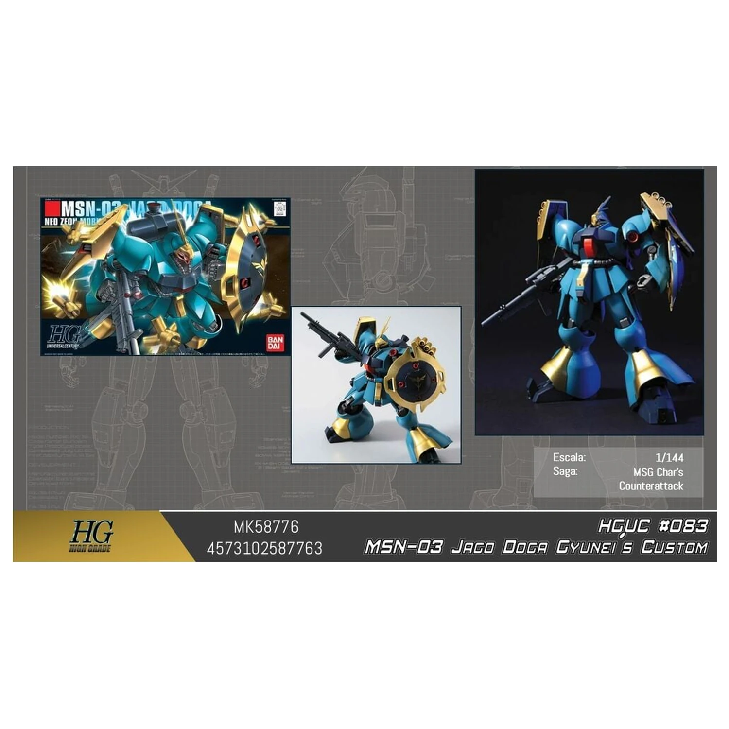 Gundam Char's Counterattack MSN-03 Jagd Doga Gyunei Guss Custom Mobile Suit Model Kit HGUC 1/144 produktová fotografia